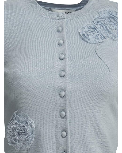 Self-Portrait Blue Embroidered Cardigan