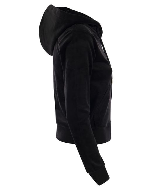 Juicy Couture Black Cotton Velvet Hoodie for men