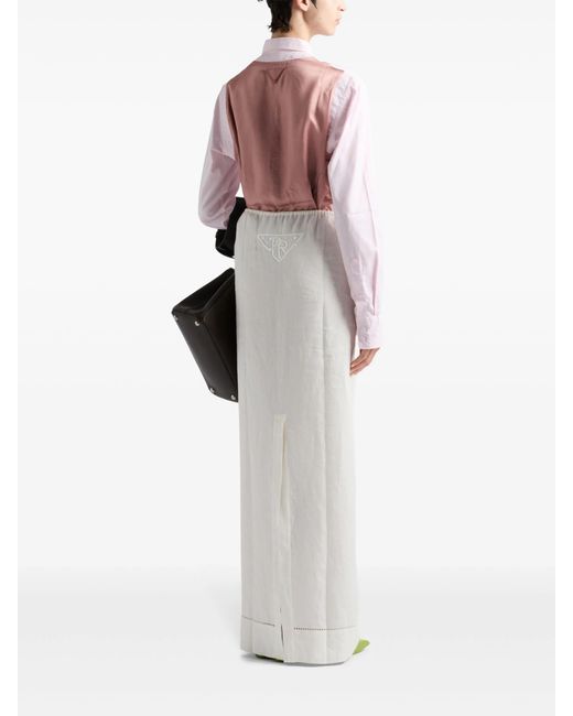 Prada White Logo-Embroidered Skirt