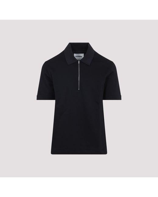 Jil Sander Black Knitted Collar Polo