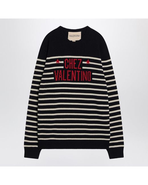 Valentino Black Sweater With Jacquard Pattern Chez