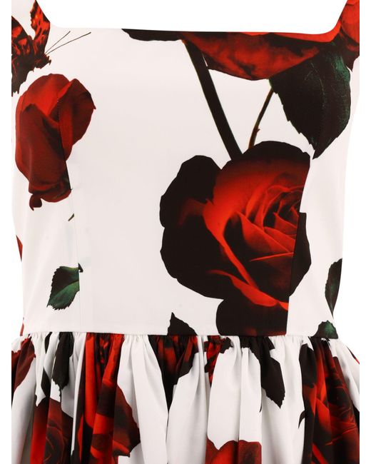 Alexander McQueen "tudor Rose" -jurk in het Red