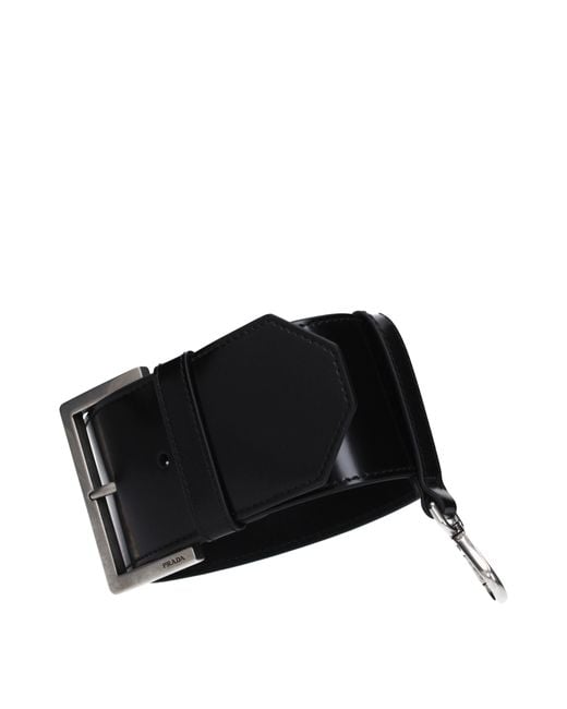 Prada Black Gift Ideas Wrist Strap Leather