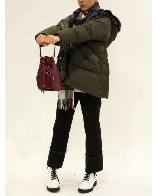LA ROSE Red Leather Satchel Bag