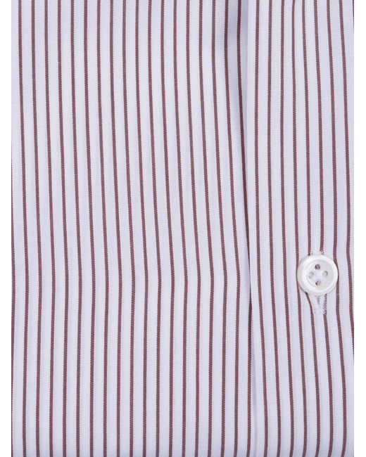 MAZZARELLI CAMICIE Purple Striped Cotton Shirt Style Slim Fit for men