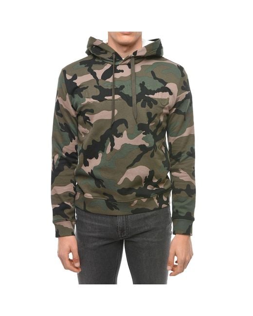 Valentino Black Camouflage Pattern Hoodie Sweatshirt for men