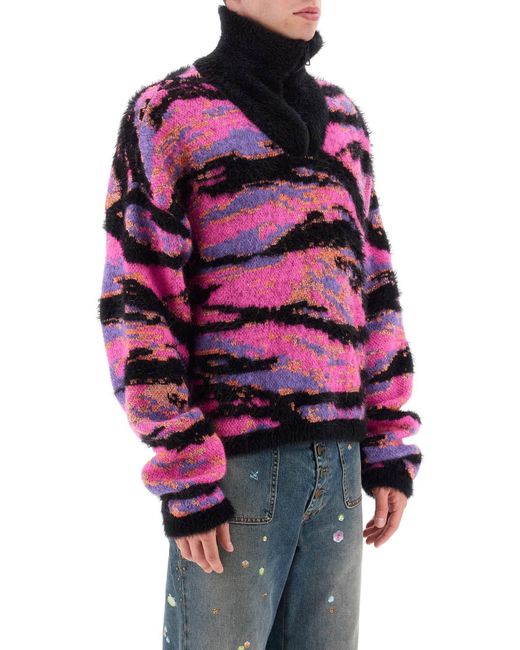 ERL Jacquard Rollkragenpullover Pullover in Pink für Herren