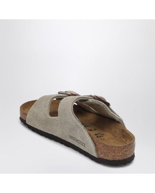 Birkenstock Brown Taupe Suede Arizona Slide for men