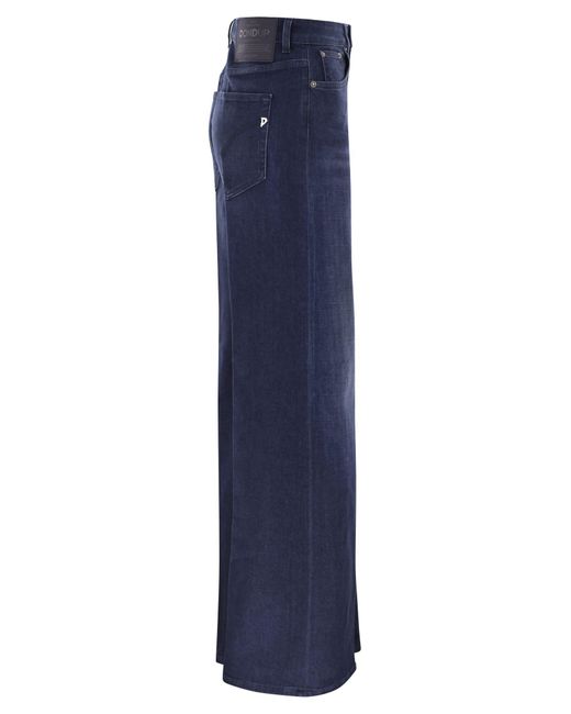 Dondup Blue Beatrix Five Pocket Wide Leg Jeans