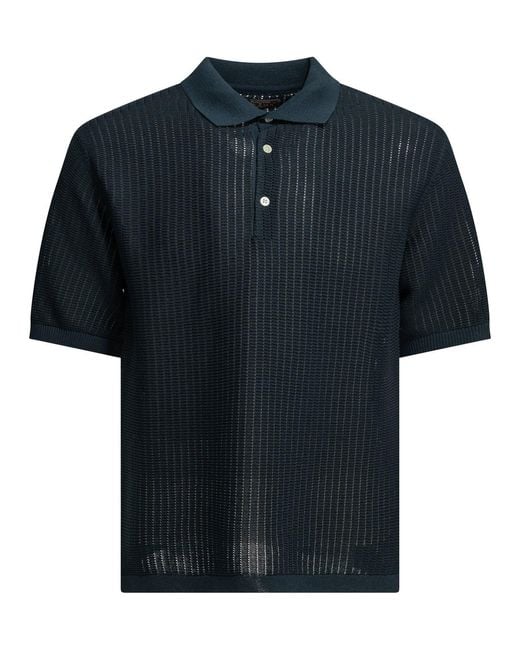 Beams Plus Black Paper Polyester Nylon Spandex Washi Yarn Polo Shirt