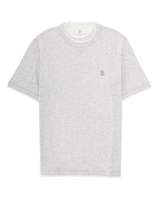 Brunello Cucinelli White T-Shirt With Logo for men