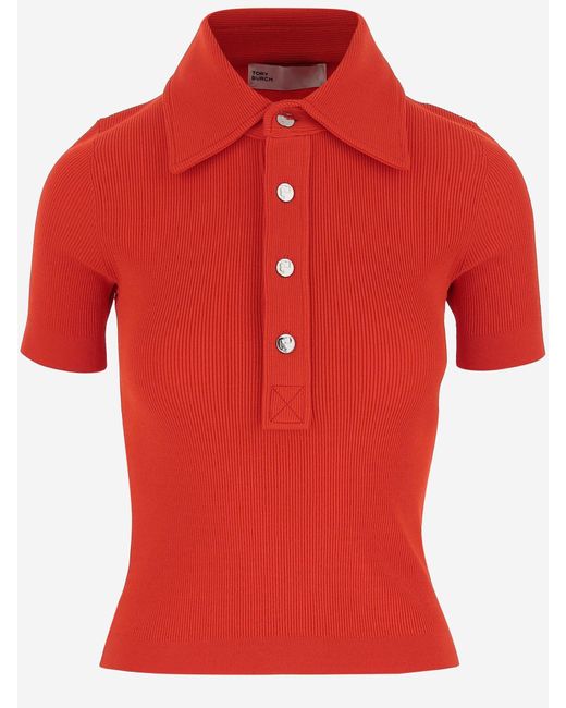 Tory Burch Viscose Blend Knit in het Red