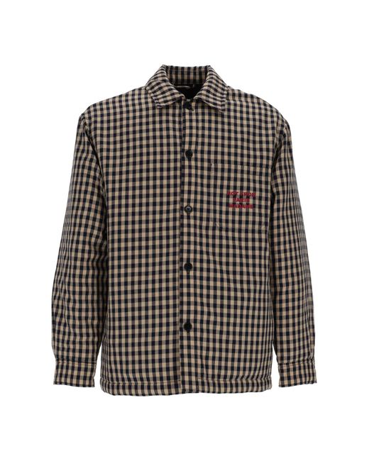 Drole de Monsieur Gray Check Overshirt With Slogan