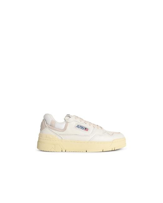 Autry White 'Clc Low' Lear And Suede Sneakers for men