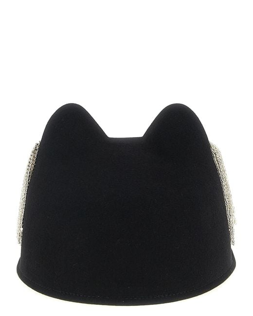 Maison Michel Black 'Jamie' Hut mit Kristallen