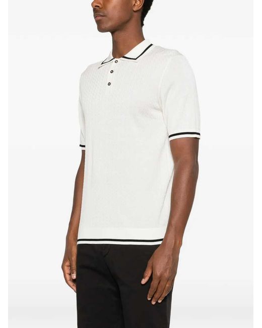 Montecore White Knit Polo With Contrasting Trim