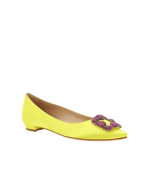 Manolo Blahnik Yellow Hangisi Ballerina Shoes