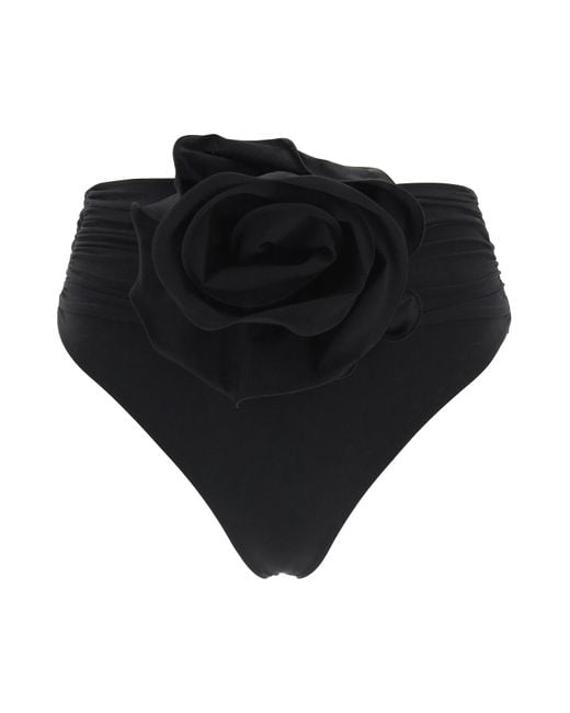 Slip de bikini taille haute avec clip fleur Magda Butrym en coloris Black
