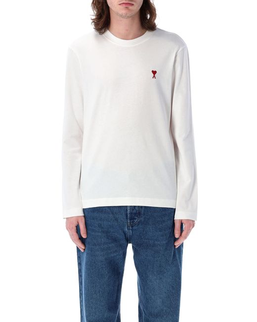 AMI Blue Ami Paris Long-Sleeve Ami De Coeur T-Shirt for men