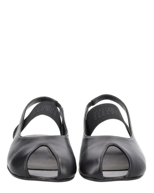 MM6 by Maison Margiela White Leather Slingback Flat Shoes