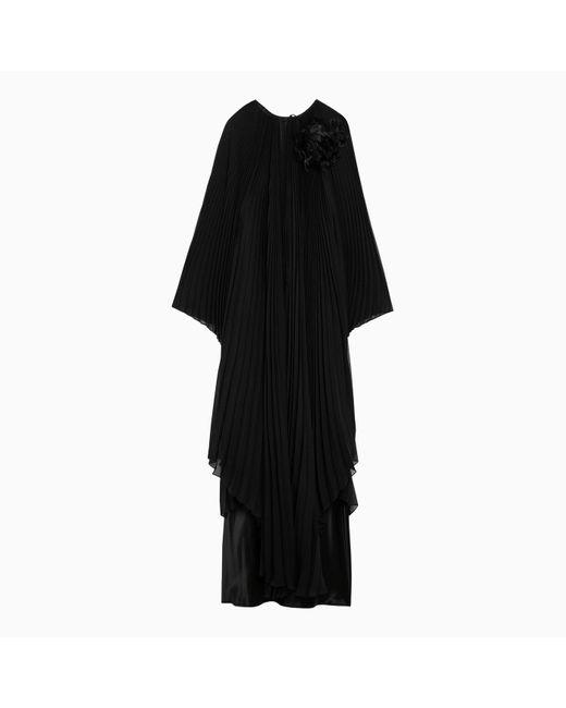Max Mara Pianoforte Black Pleated Chiffon Kaftan Dress