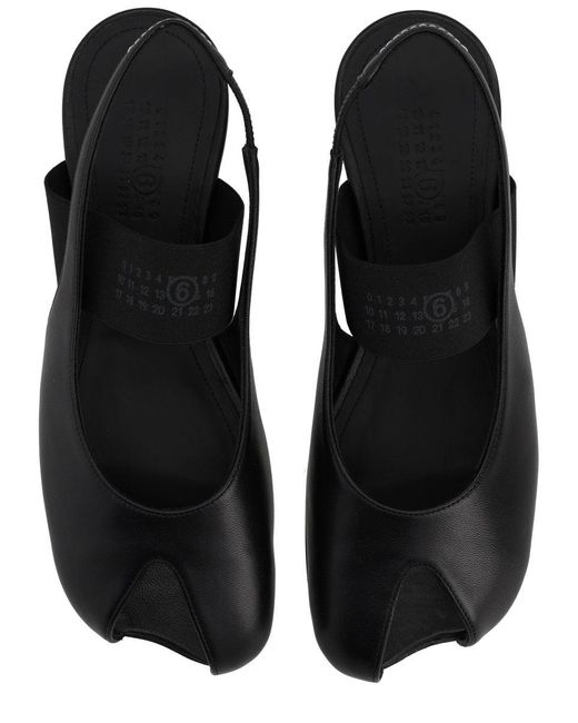 MM6 by Maison Margiela White Leather Slingback Flat Shoes