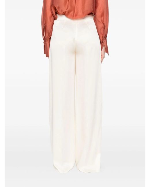 Forte_forte White Shiny Anvers Satin High Waist Embroidered Pants