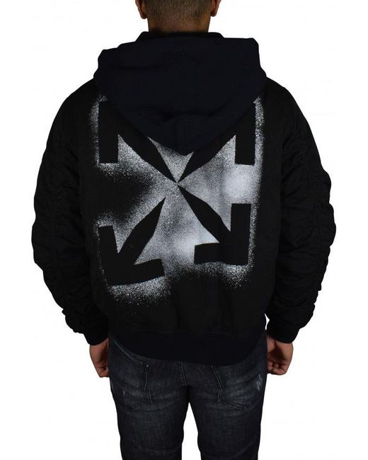 Off-White c/o Virgil Abloh Black Cotton Bomber Jacket With Iconic Branding