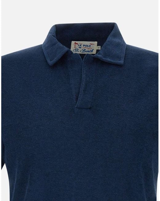 Mc2 Saint Barth Navy Cotton Terry Polo in Blue für Herren