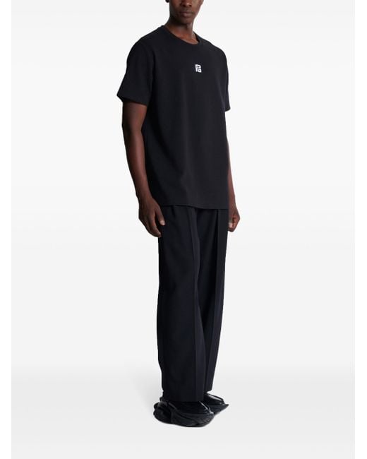 Balmain T -shirt Met Pb -borduurwerk in het White voor heren