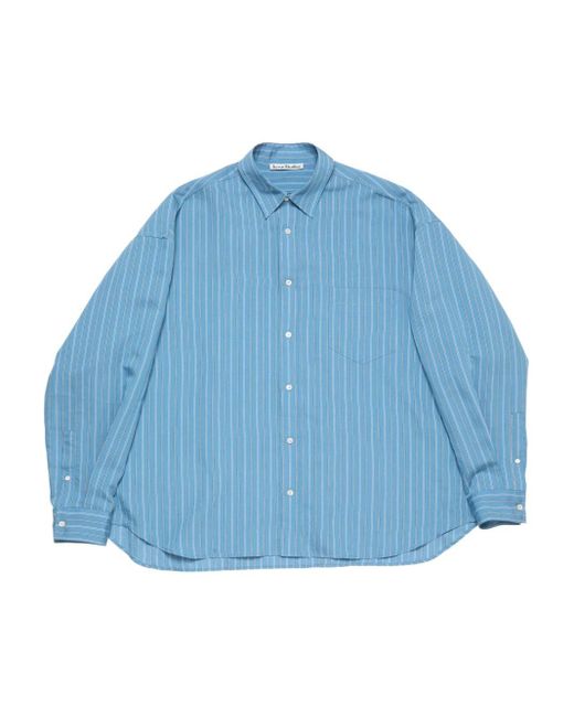 Camicia A Righe Con Bottoni di Acne in Blue da Uomo