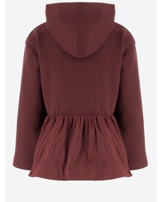 Patou Purple Hooded Sweatshirt With Ruffles