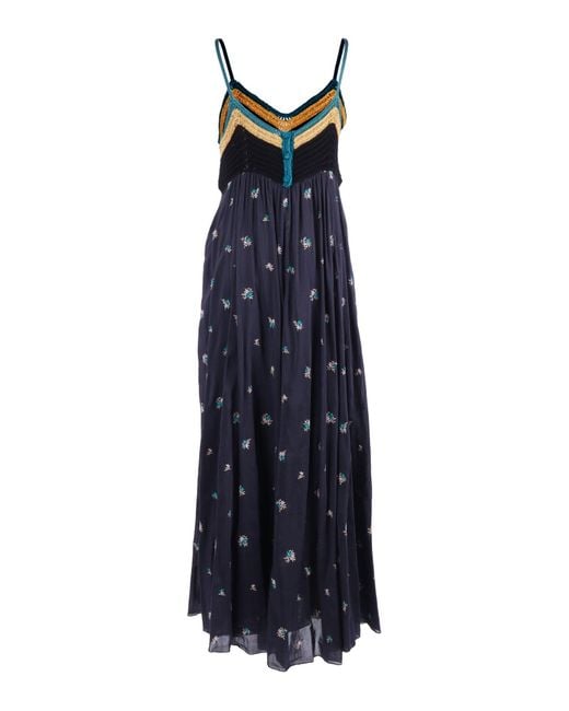 Forte_forte Blue Abito Bustier Voile Ricamo "Petites Fleurs"