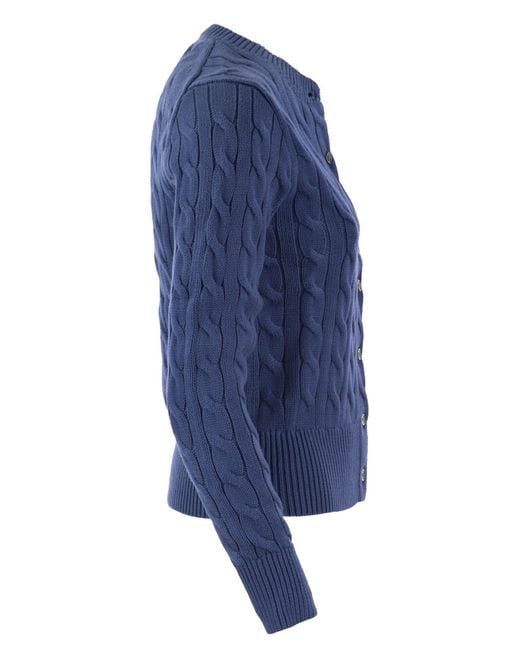 Cardigan trenzado con mangas largas Polo Ralph Lauren de color Blue