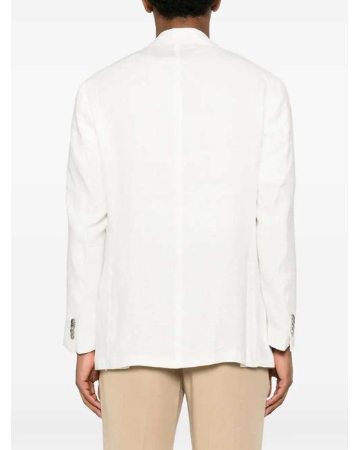 Sartorio Napoli White Single Breasted Linen Blazer