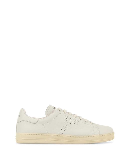 Tom Ford White Chalk Leather Warwick Sneakers for men