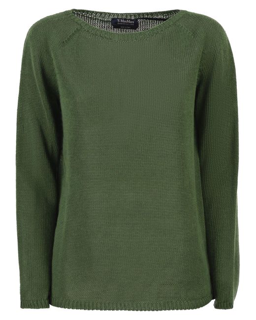 Max Mara Green Smmgiolino Basic Leinenstrickpullover