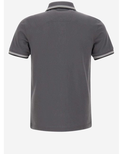Boss Gray Stretch Cotton Polo Shirt With Logo for men