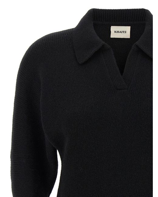 Khaite Black 'Herve' Polo Shirt