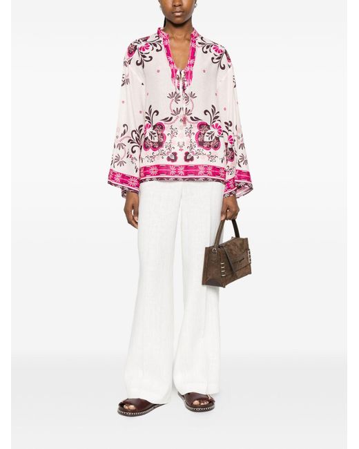 Via Masini 80 White Linen Trousers
