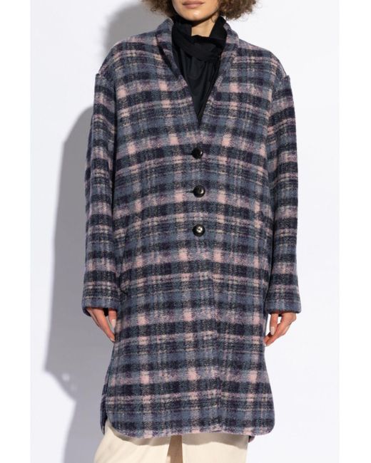 Isabel Marant Blue Gabriel Wool Blend Coat