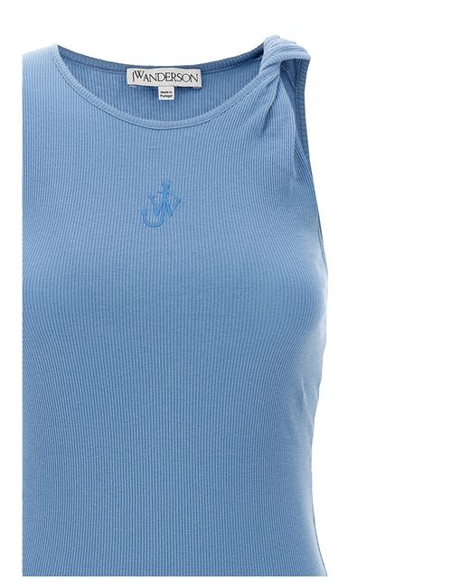 J.W. Anderson Logo Geribbelde Jurk in het Blue