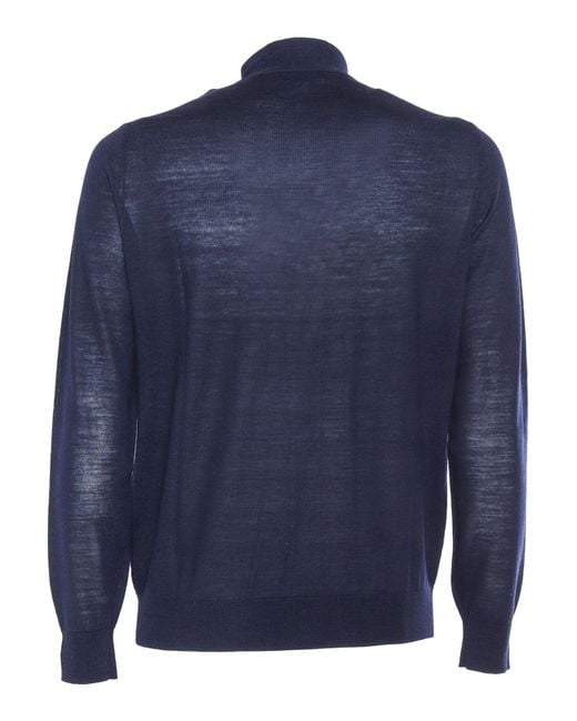Ballantyne Blue Cardigan Collo Alto
