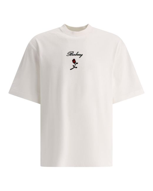 Burberry White Logo Rose T -Shirt
