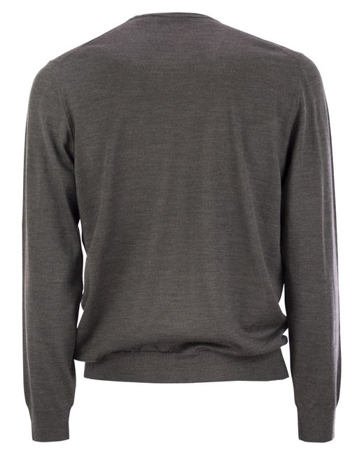 Fedeli Gray Crew Neck Sweater for men