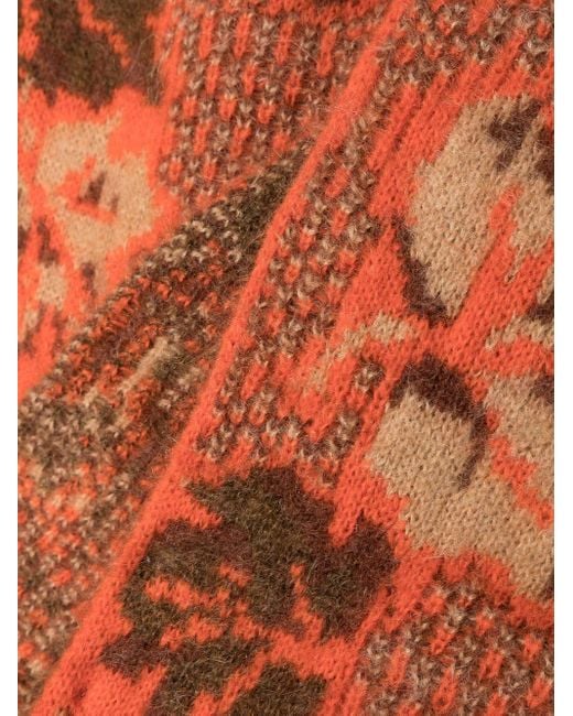 ERL Orange Round Neck Jacquard Scarf Knit Accessories