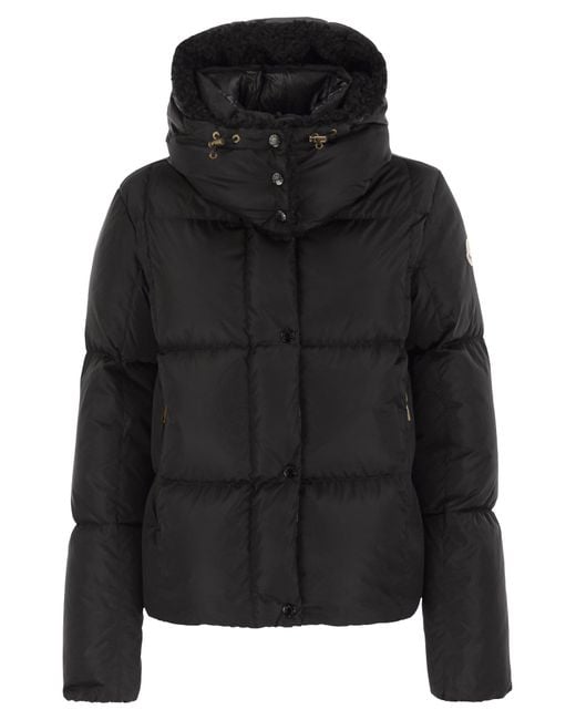 Moncler Castelnou Short Down Jacket Met Kap En Vierkant Quilten in het Black