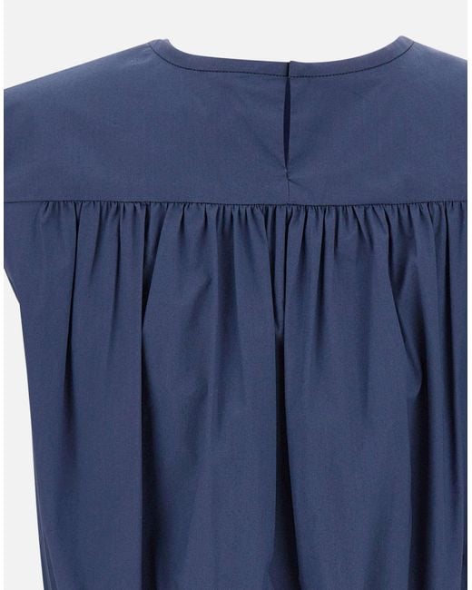 Marella Blue Stretch Poplin Sleeveless Top