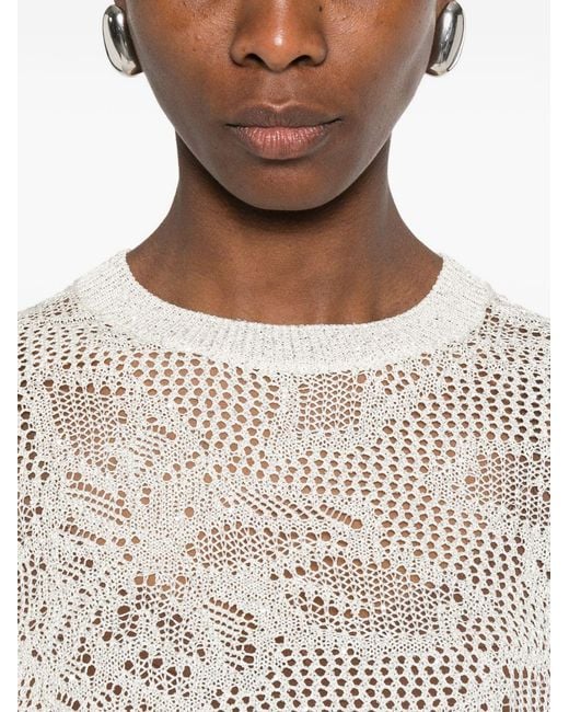Fabiana Filippi White Openwork Crewneck T-Shirt