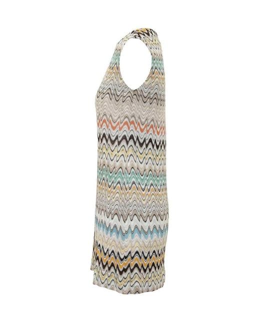 Missoni Gray Zigzag Knit Sleeveless Dress